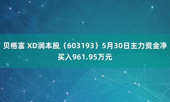 贝格富 XD润本股（603193）5月30日主力资金净买入961.95万元