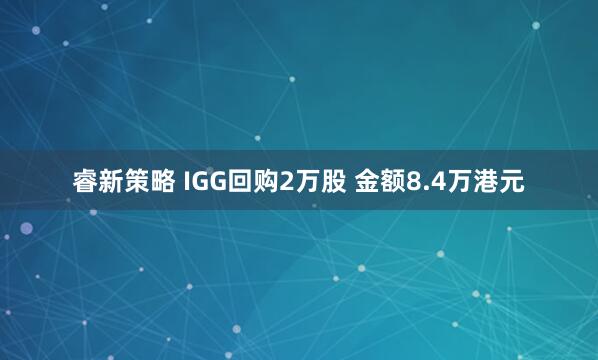 睿新策略 IGG回购2万股 金额8.4万港元