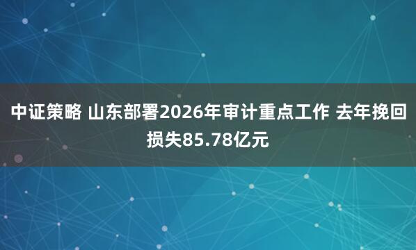 中证策略 山东部署2026年审计重点工作 去年挽回损失85.78亿元